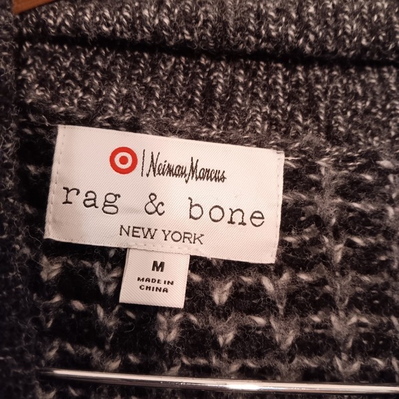 Rag & Bone Target Neiman Marcus Black Gray Knit Shawl Collar Cardigan Medium - Picture 4 of 7